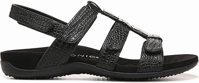 Vionic Amber Women's Orthotic Sandal  Black, Adjustable Straps, Arch Support, Comfort Fit Infant First Walking Shoes