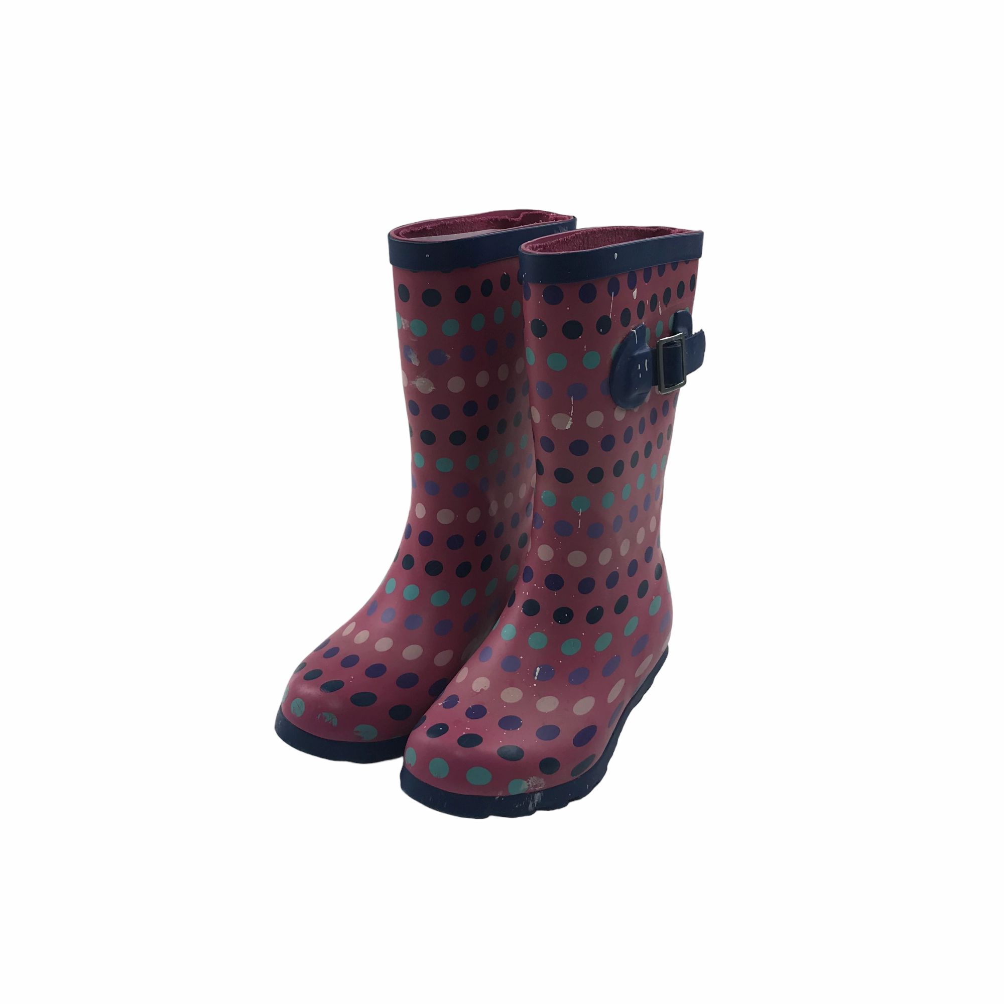 Fashion Rain Boots George Pink Polka Dot Wellies Shoe Size 11 junior