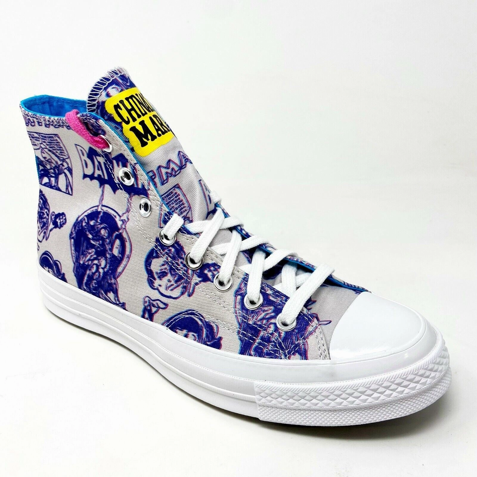 Converse Chinatown Market Chuck 70 Hi Batman White Purple Womens Shoes 167512C Heelless High Heels