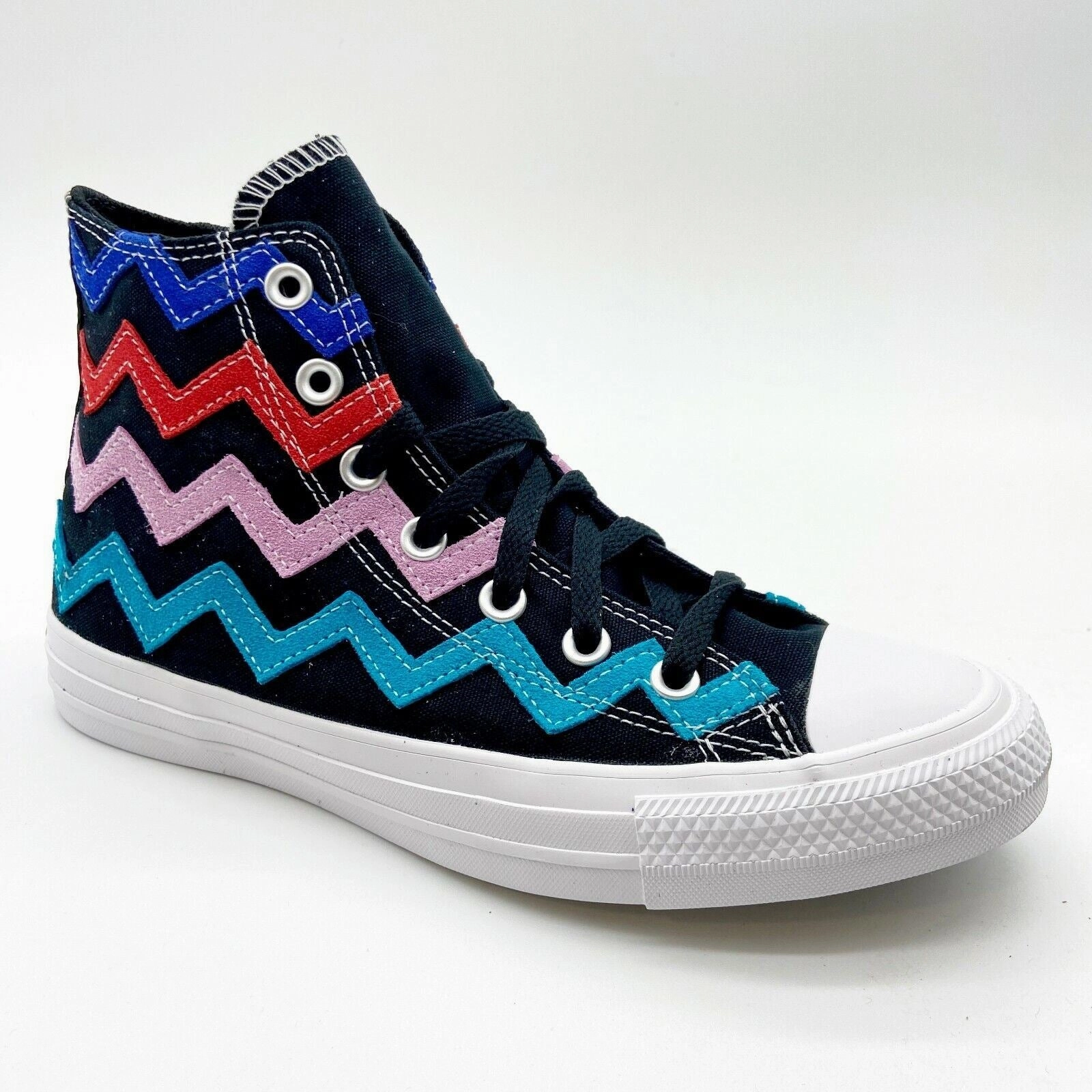 Converse Chuck Taylor All Star Hi Black University Red Womens Shoes 567167C High Heel Tape