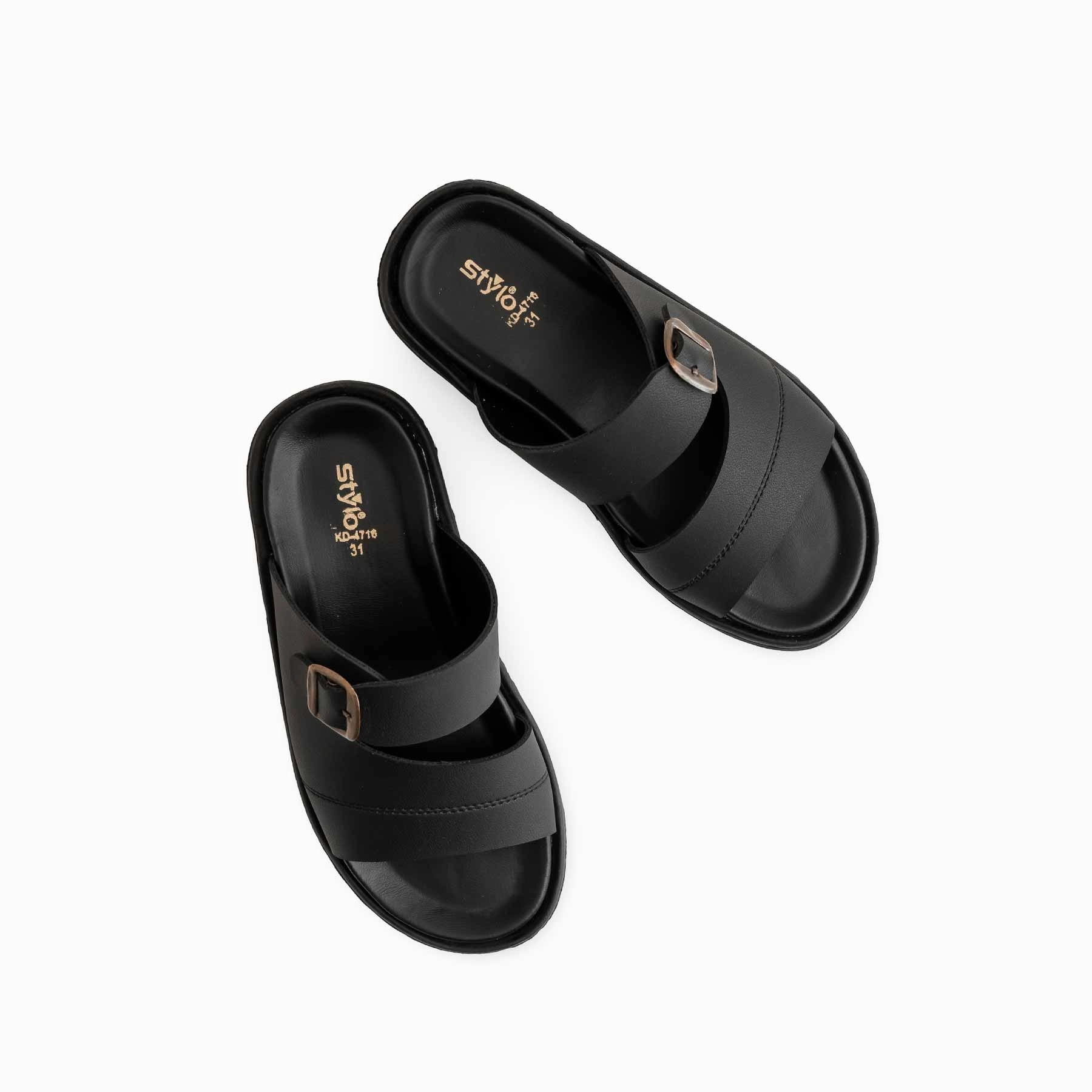 Boys Black Formal Slipper KD4716 Woolen Slippers