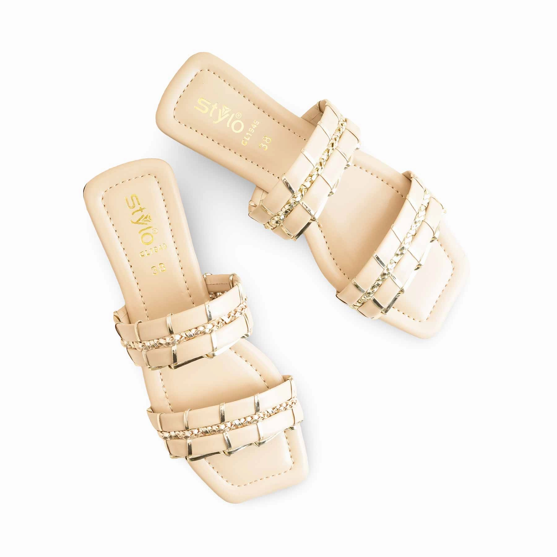 White Dress Casual Shoes Cream Casual Women Slipper CL1949