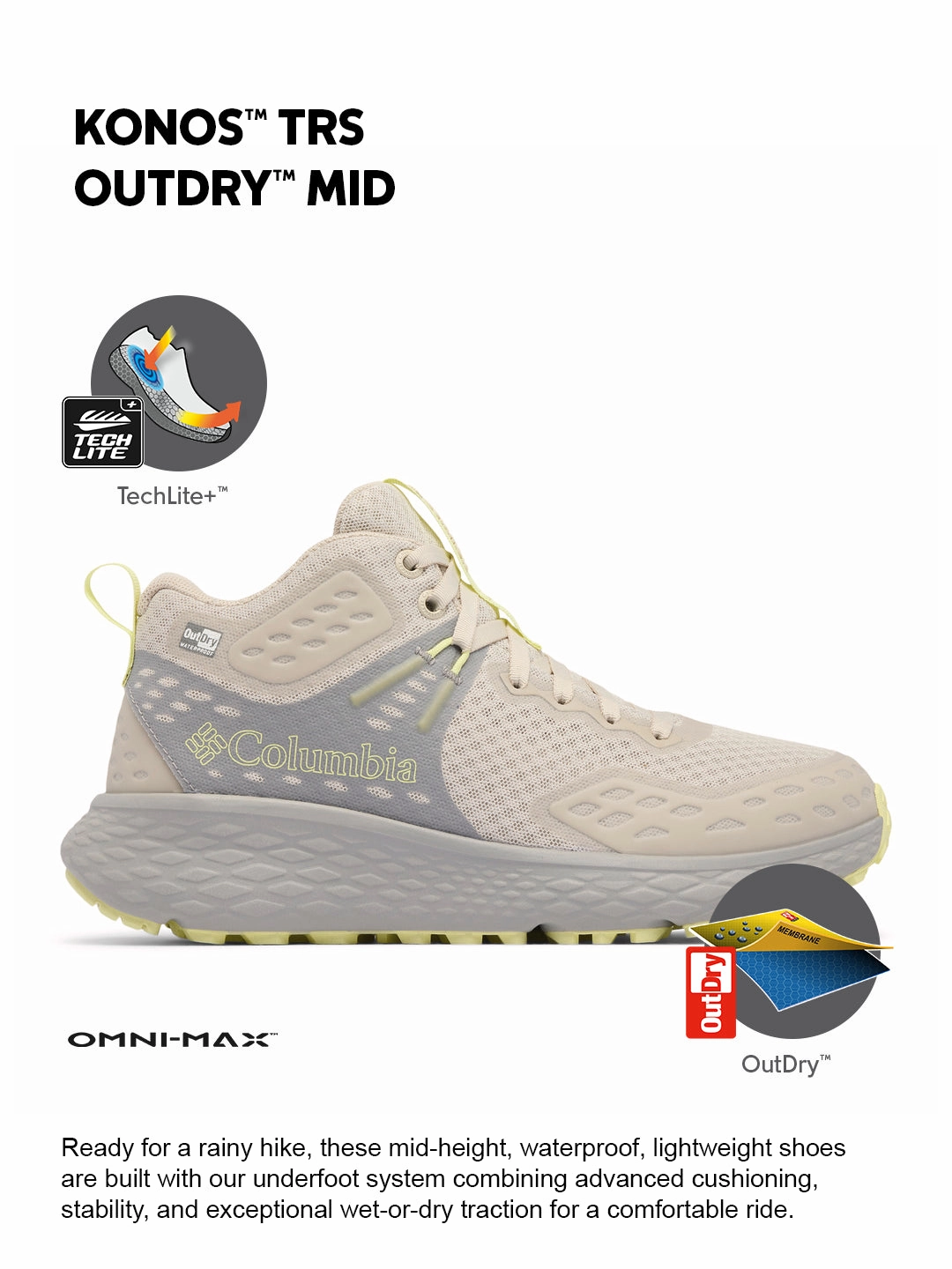 Columbia Women Off White OmniMax Konos TRS Waterproof Hiking and Trekking Shoes Best Replacement Insoles For Hiking Boots