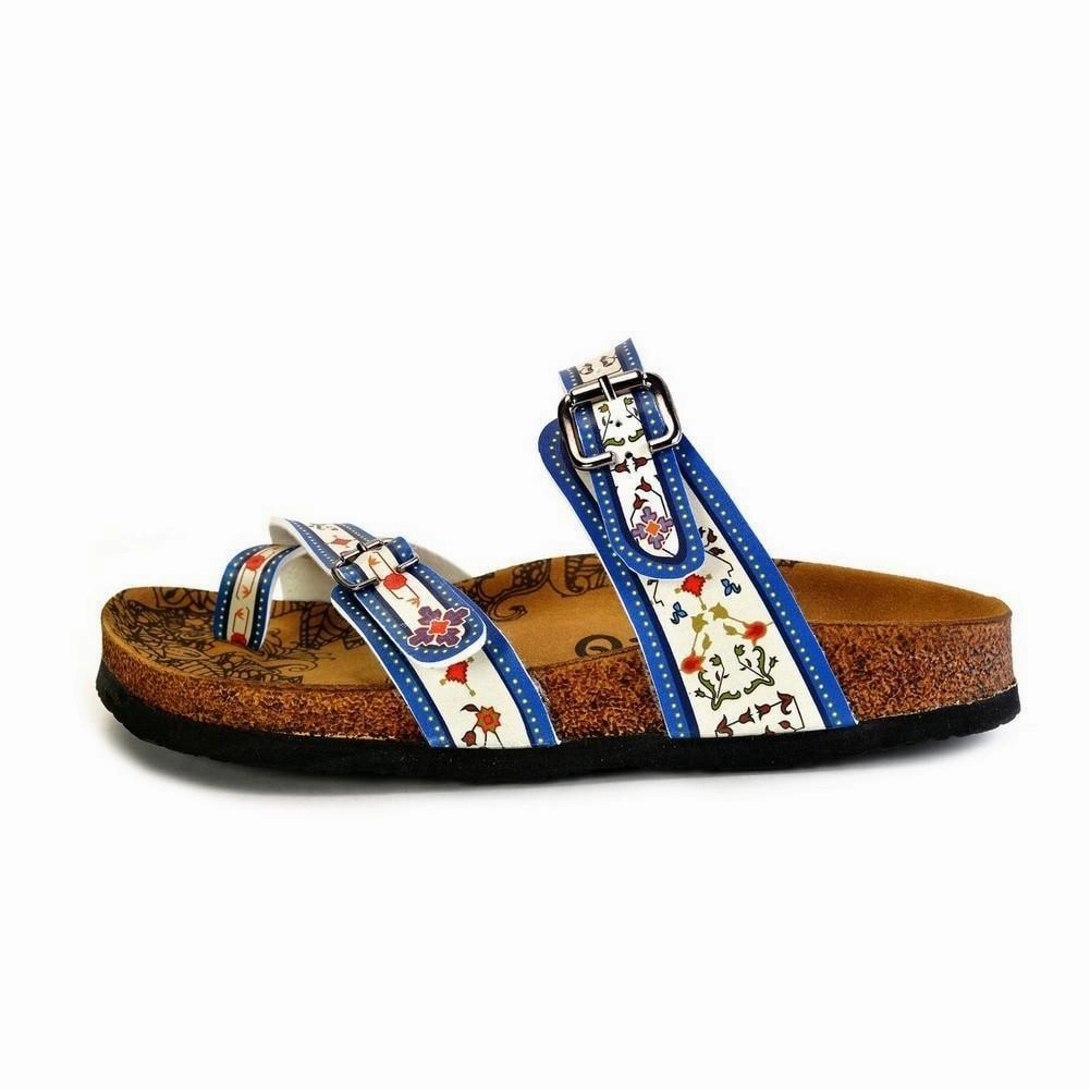 Dark Blue, Black and Cream Banded, Mosaic Color Flowers Patterned Sandal - CAL1015 High Heels Coloring Page