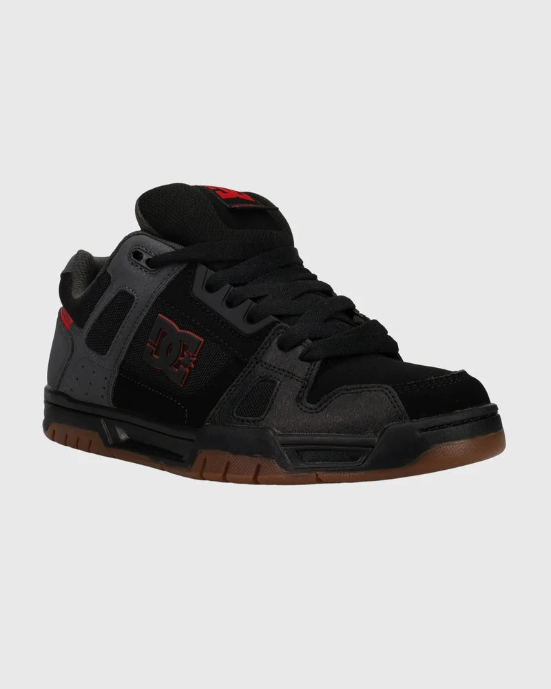 DC Stag - Black/Red Low Top Skate Shoes
