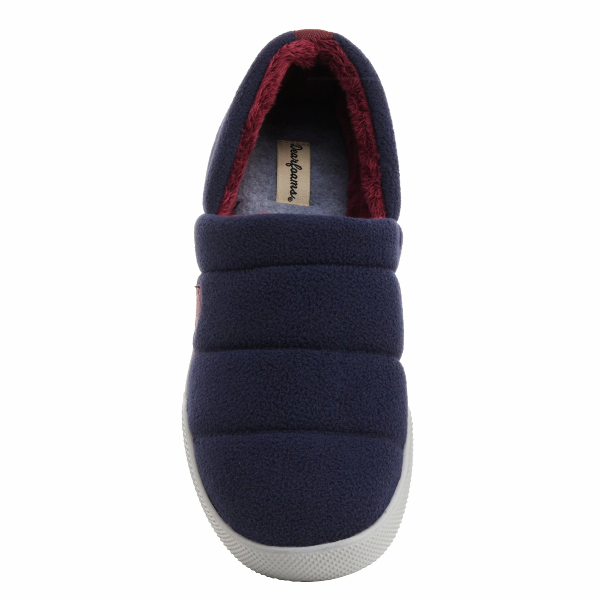 Dearfoams Men's Ace Faux Fur Lining Plush Memory Foam Indoor Outdoor Closed-Back Slippers Boston Slides