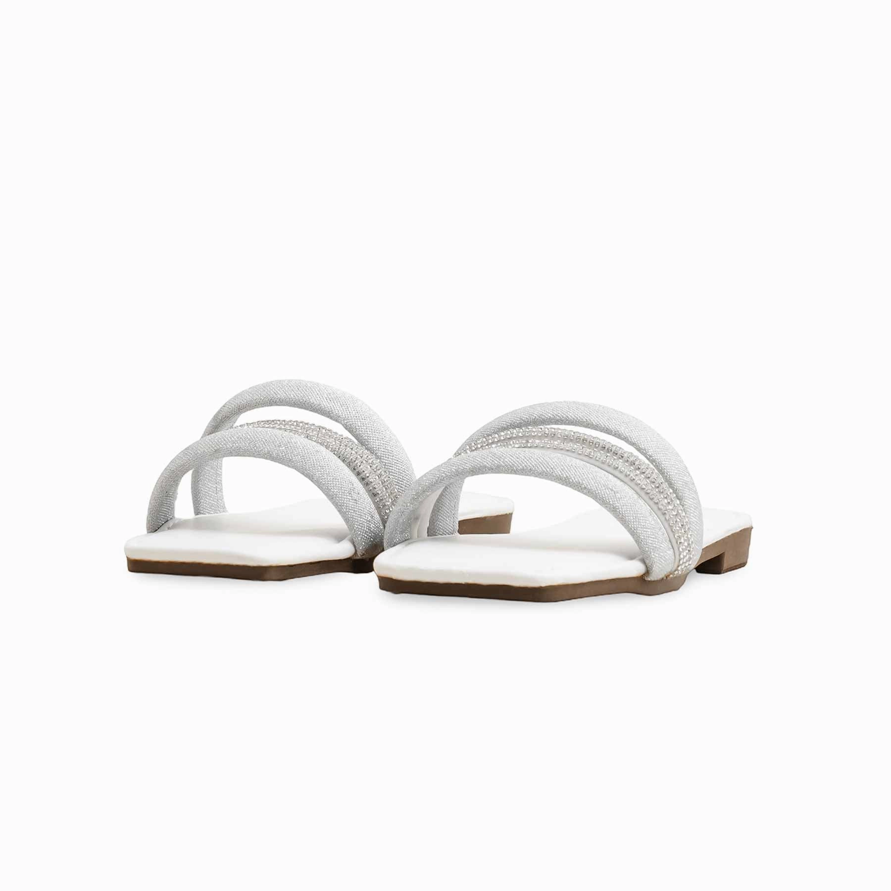 Slippers With Hard Soles Girls Silver Fancy Slipper KD5580