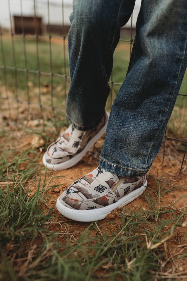 Space Boots Desert Sky Kids Western Sneakers - Cowboy Style Desert Print Shoes for Children