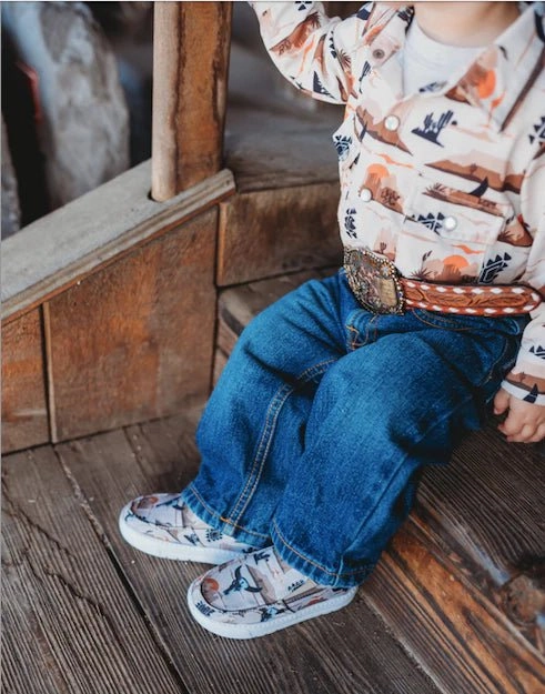 Draculaura Boots Desert Sky Kids Western Sneakers - Cowboy Style Desert Print Shoes for Children