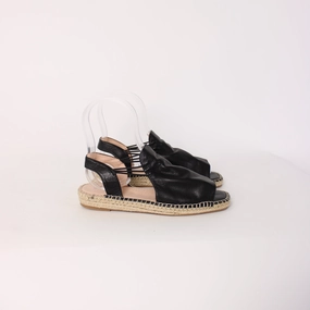 Diana Ferrari Black Espadrilles Wedge Heels Sandals