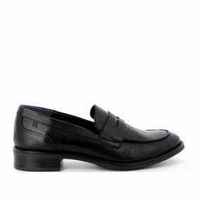 Ladies Flat Wedge Shoes Dorking Harvard Loafer - Black