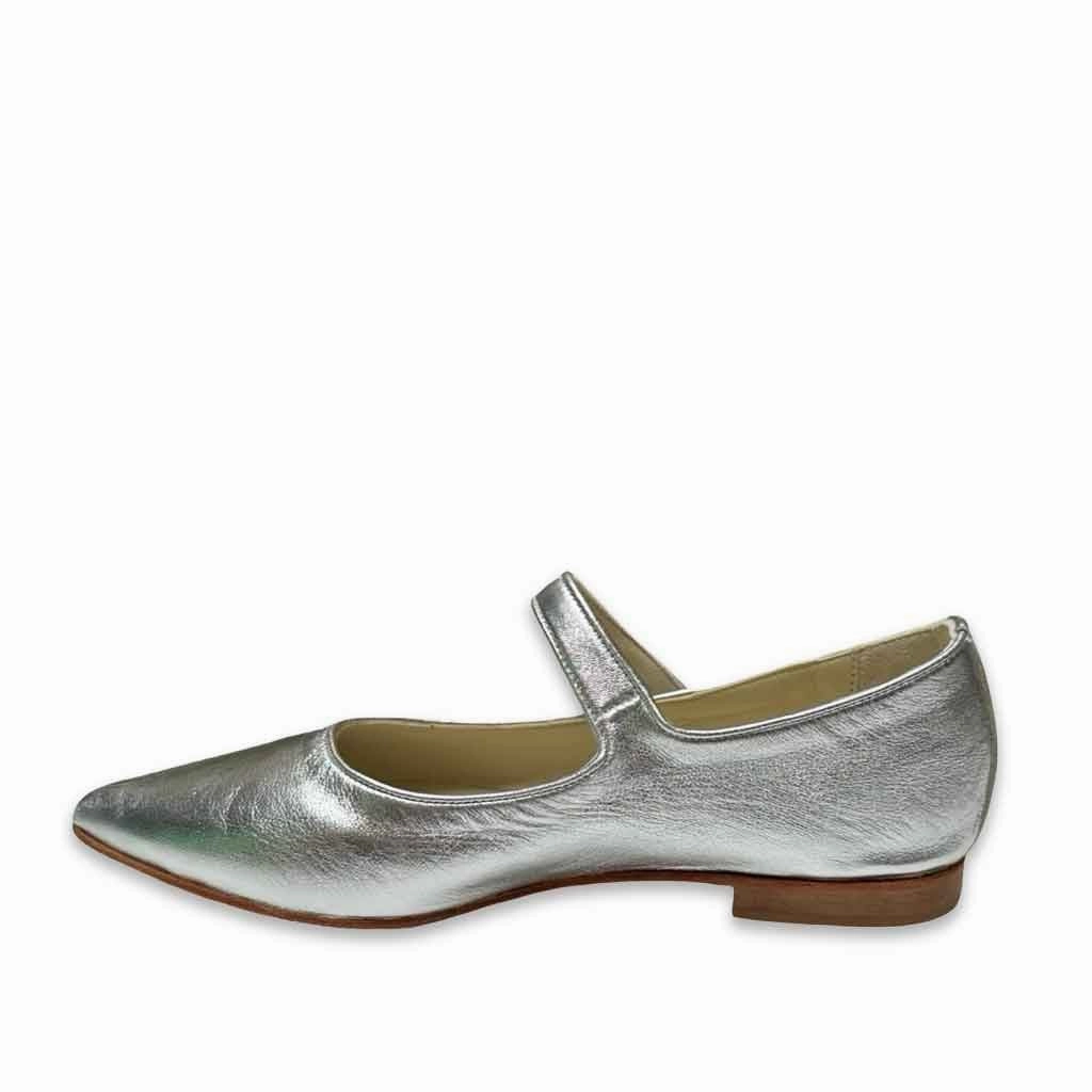 Molly Mary Jane Flat - Silver Cork Flats Shoes
