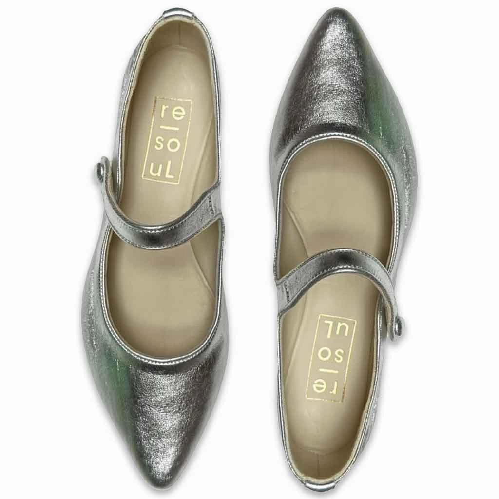 Molly Mary Jane Flat - Silver Shoes Of Prey Ballet Flats