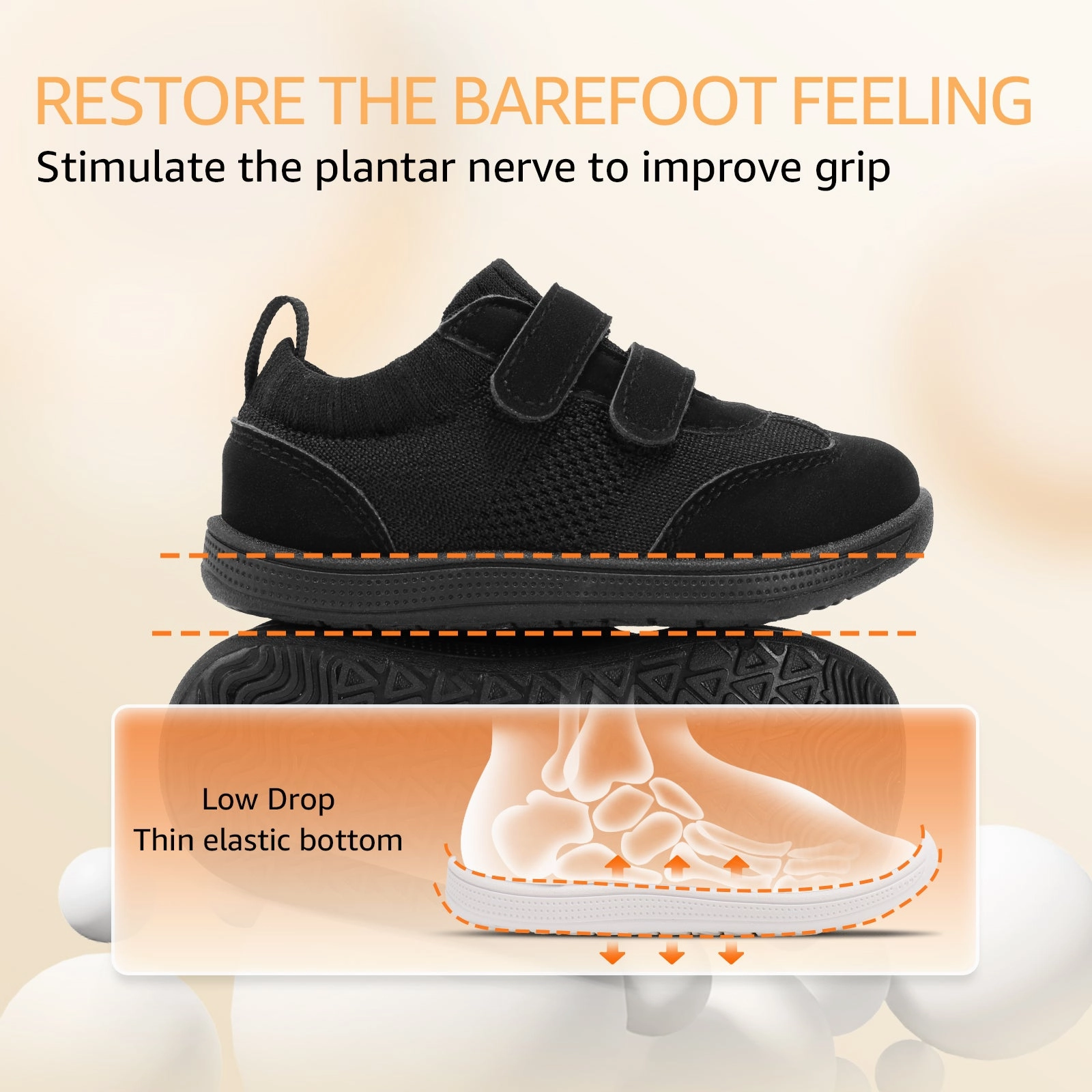 Toddler Wide Toe Box Barefoot Shoes Boys Girls Sneaker Tennis Sneakers Breathable Non-Slip First Walking Shoe School Activities