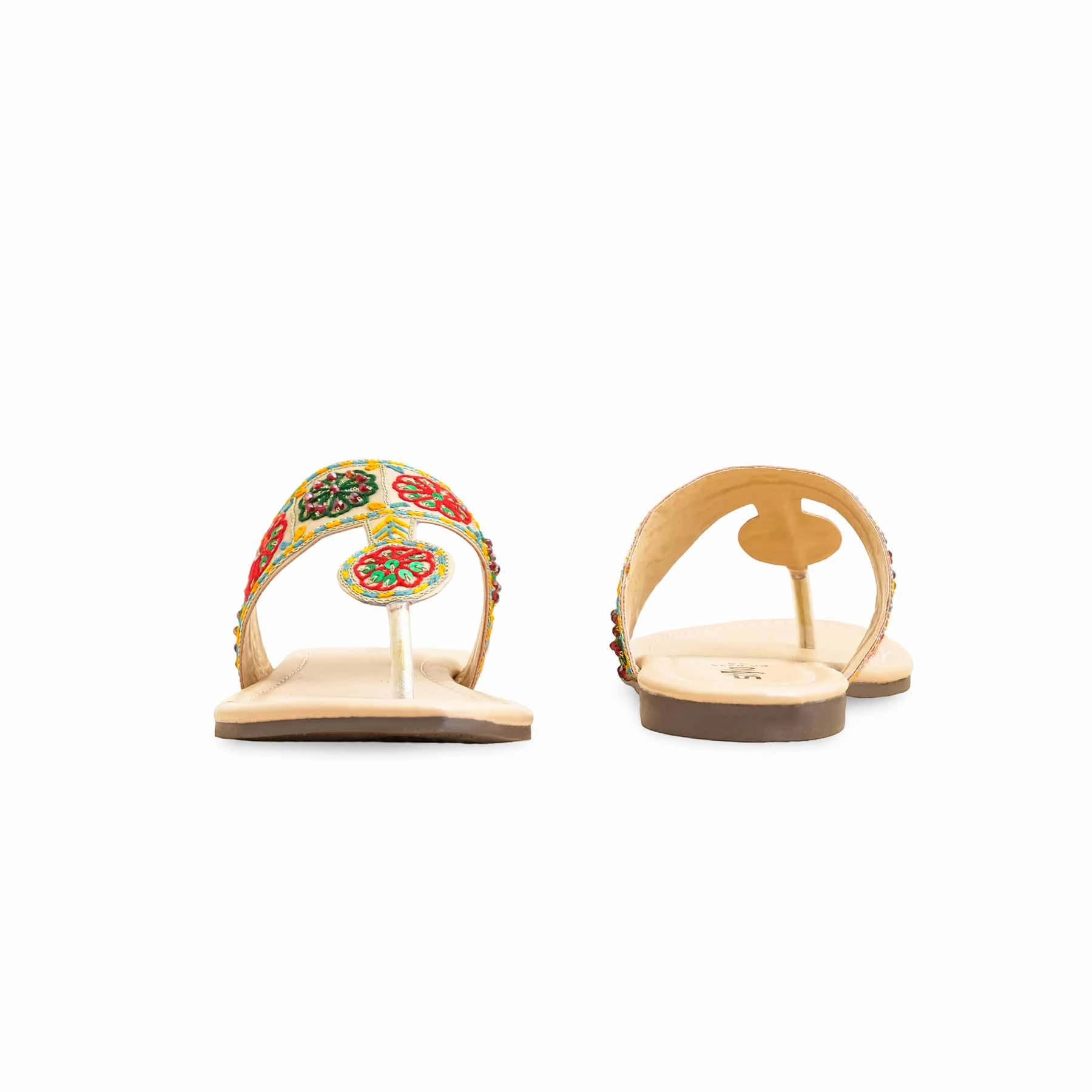 Fawn Formal Women Chappal EC0235 Flat Gold Bridal Shoes