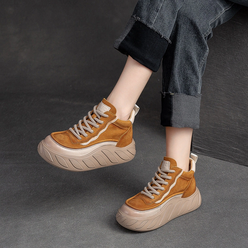 Women Minimalist Fashion Leather Thick Soled Casual Shoes Casual Shoes For Women