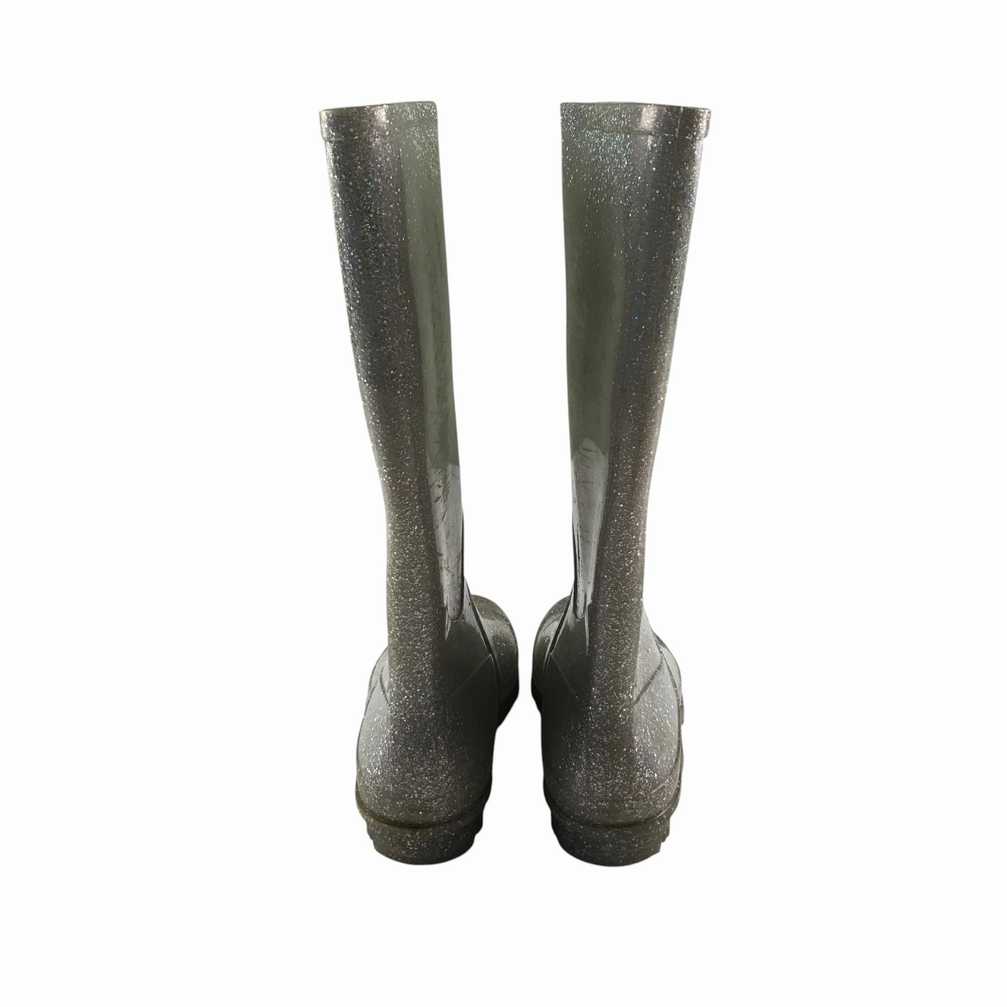 Wellie boots shoe 3 silver glittery calf height Bershka Boots