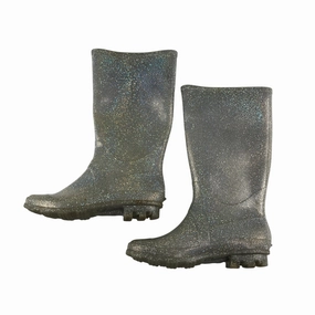 Combat Army Boots Wellie boots shoe 3 silver glittery calf height