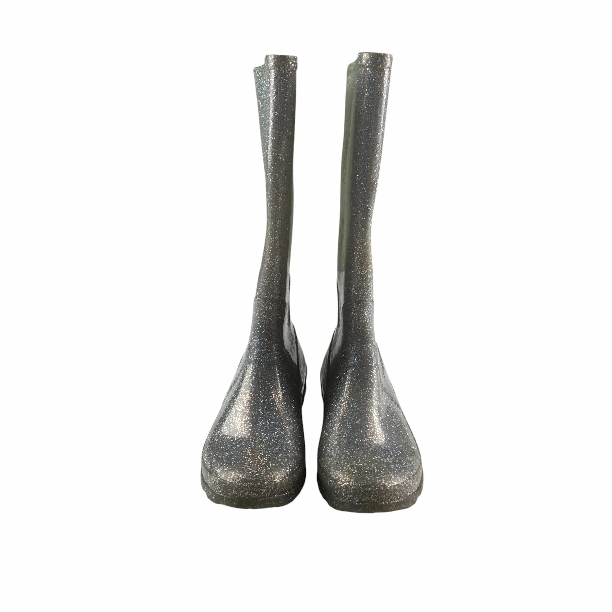 Wellie boots shoe 3 silver glittery calf height Boundary Boots