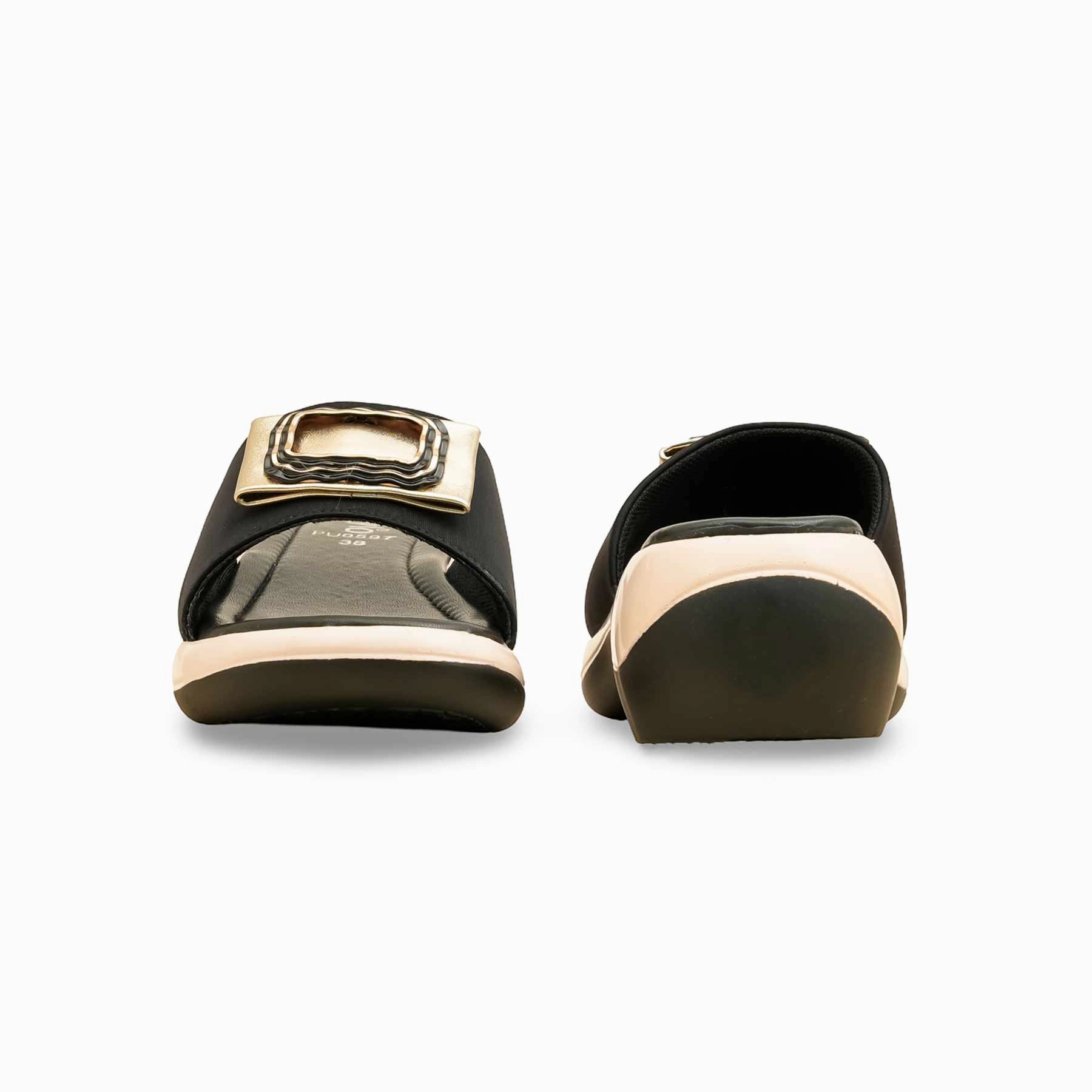 Black Formal Slipper For Women PU0597 Soft Bottom Slippers