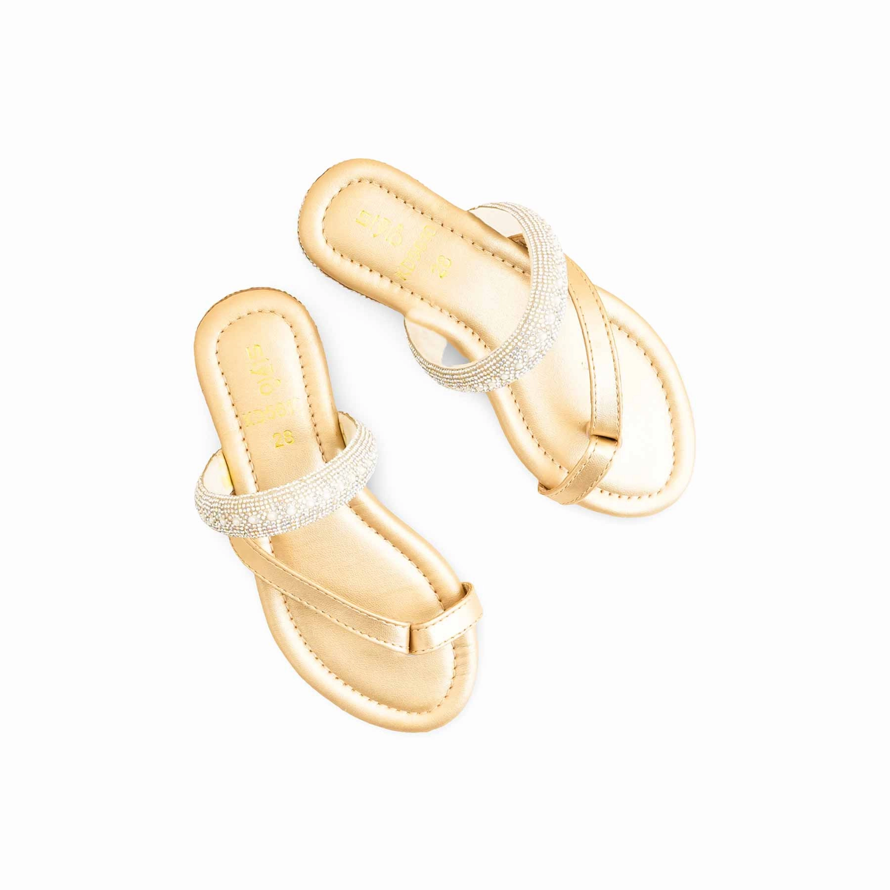 Wedge Heel House Slippers Girls Golden Formal Slipper KD5610