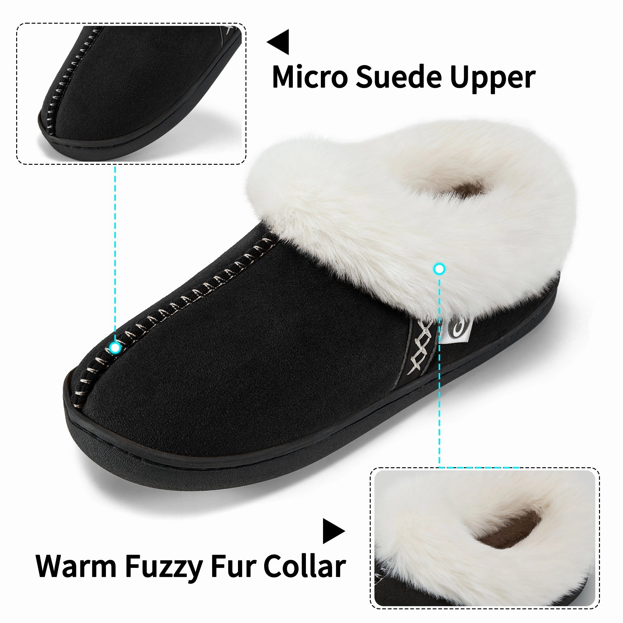 Ll Slippers Ablanczoom Slippers for Women House Shoes Winter: Comfy Memory Foam No-slip Womens Slippers with Fuzzy Faux Fur Indoors Outdoors