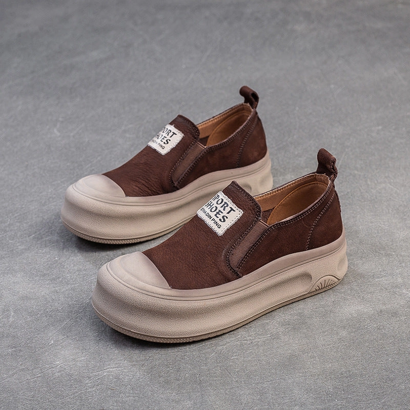Best Shoes For Casual Dress Women Retro Fashion Leather Thick Soled Casual Shoes