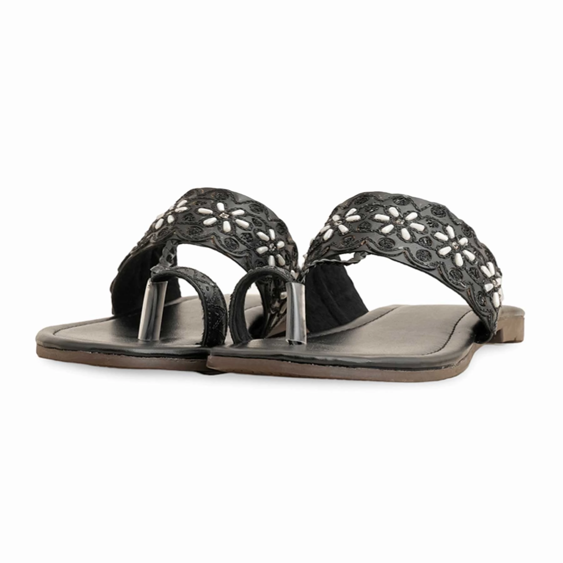 Black Formal Chappal For Women EC0231 Soda Flats Shoes