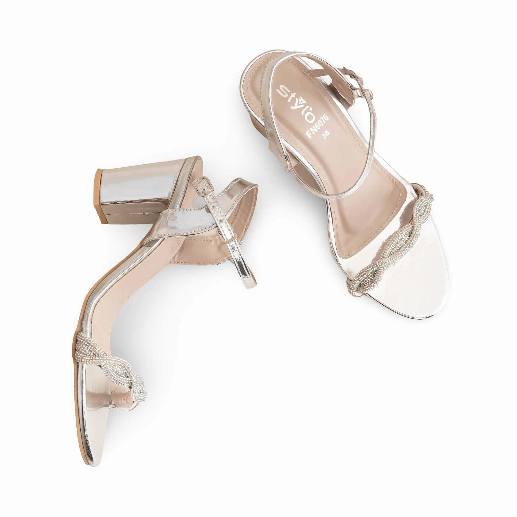 Silver Fancy Women Sandal FN6076 Sandals Footjob