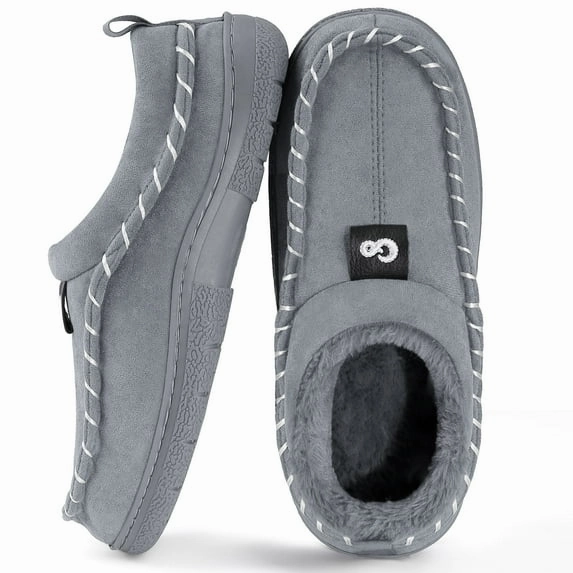 Ecetana Men's Slippers Memory Foam Fuzzy Slippers Comfy Slip On House Shoes for Men Doc Slippers