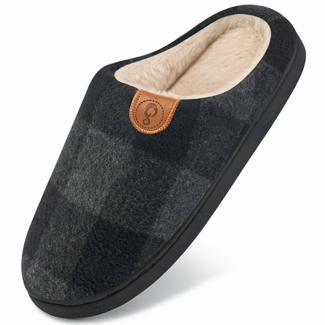 Fuck Off Slippers Ecetana Mens Slippers Memory Foam Warm House Slippers for Men Non Slip Fuzzy Shoes