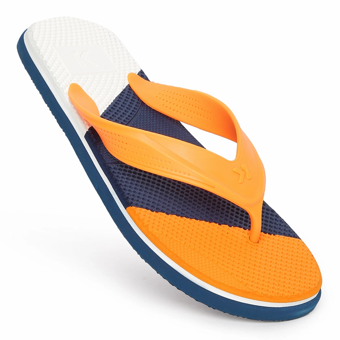 Eeken EHWG4042 Navy Blue And Orange Ultra-Comfortable And Stylish Lightweight Orange Casual Flip Flops For Men Elevated Flip Flops