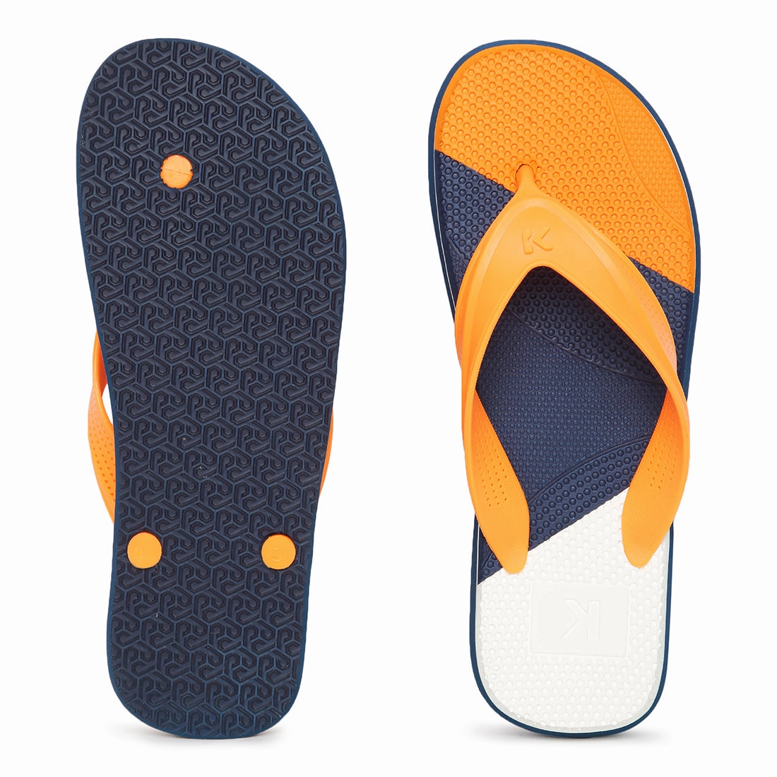 Eeken EHWG4042 Navy Blue And Orange Ultra-Comfortable And Stylish Lightweight Orange Casual Flip Flops For Men Trekking Flip Flops