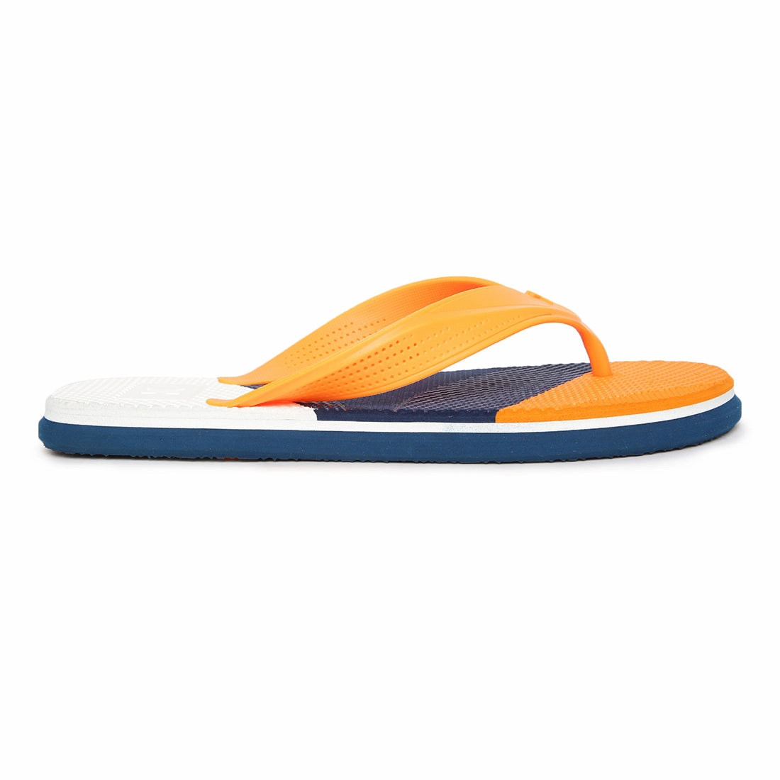 Eeken EHWG4042 Navy Blue And Orange Ultra-Comfortable And Stylish Lightweight Orange Casual Flip Flops For Men Guys Wearing Flip Flops