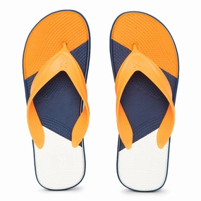 Diy Flip Flops With Ribbon Eeken EHWG4042 Navy Blue And Orange Ultra-Comfortable And Stylish Lightweight Orange Casual Flip Flops For Men