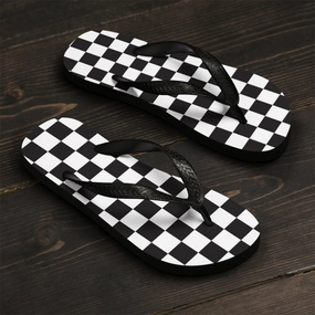 Checkered Unisex Flip-Flops Extra Wide Flip Flops For Swollen Feet