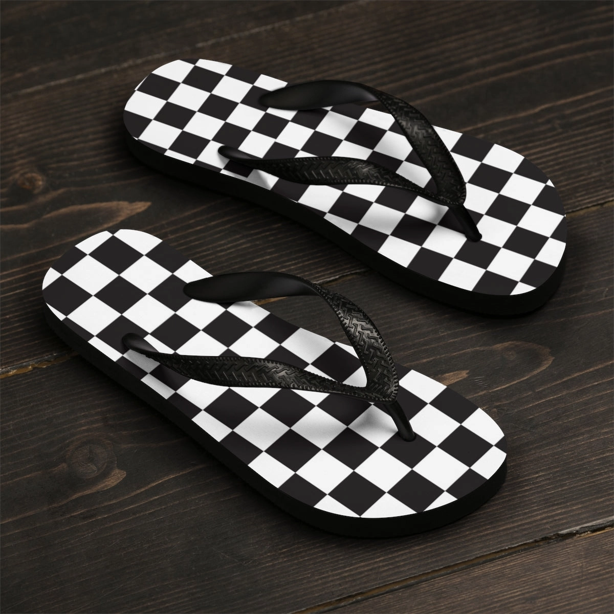 Checkered Unisex Flip-Flops Fireball Flip Flops