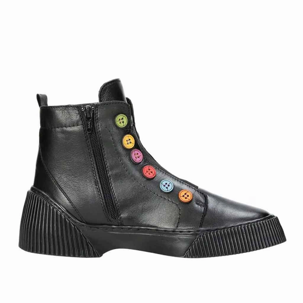 Calf Pain After Wearing Flat Shoes Tina "Button" Boot - Black