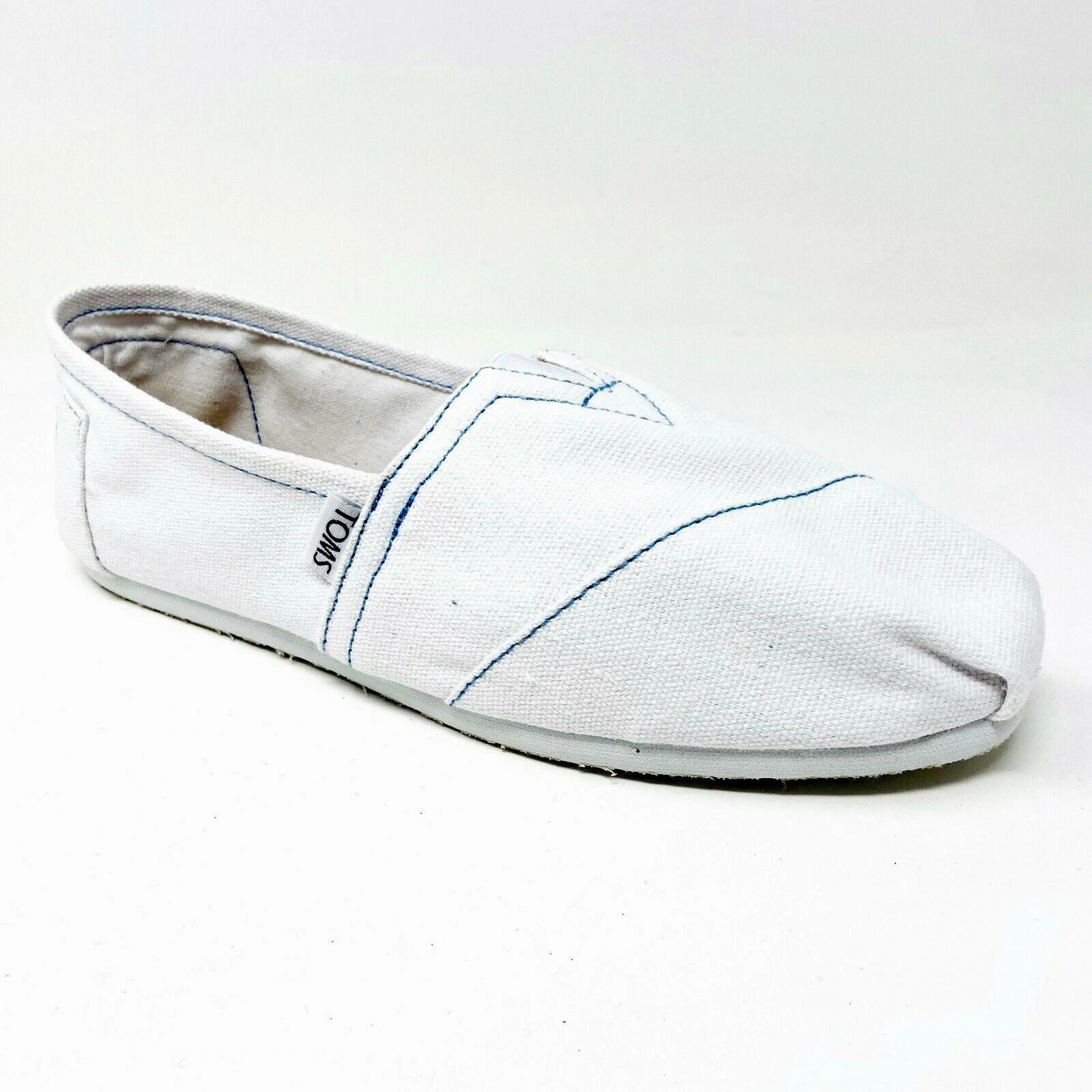 Toms Classics White Womens Slip On Casual Canvas Flat Shoes Beaded Shoes