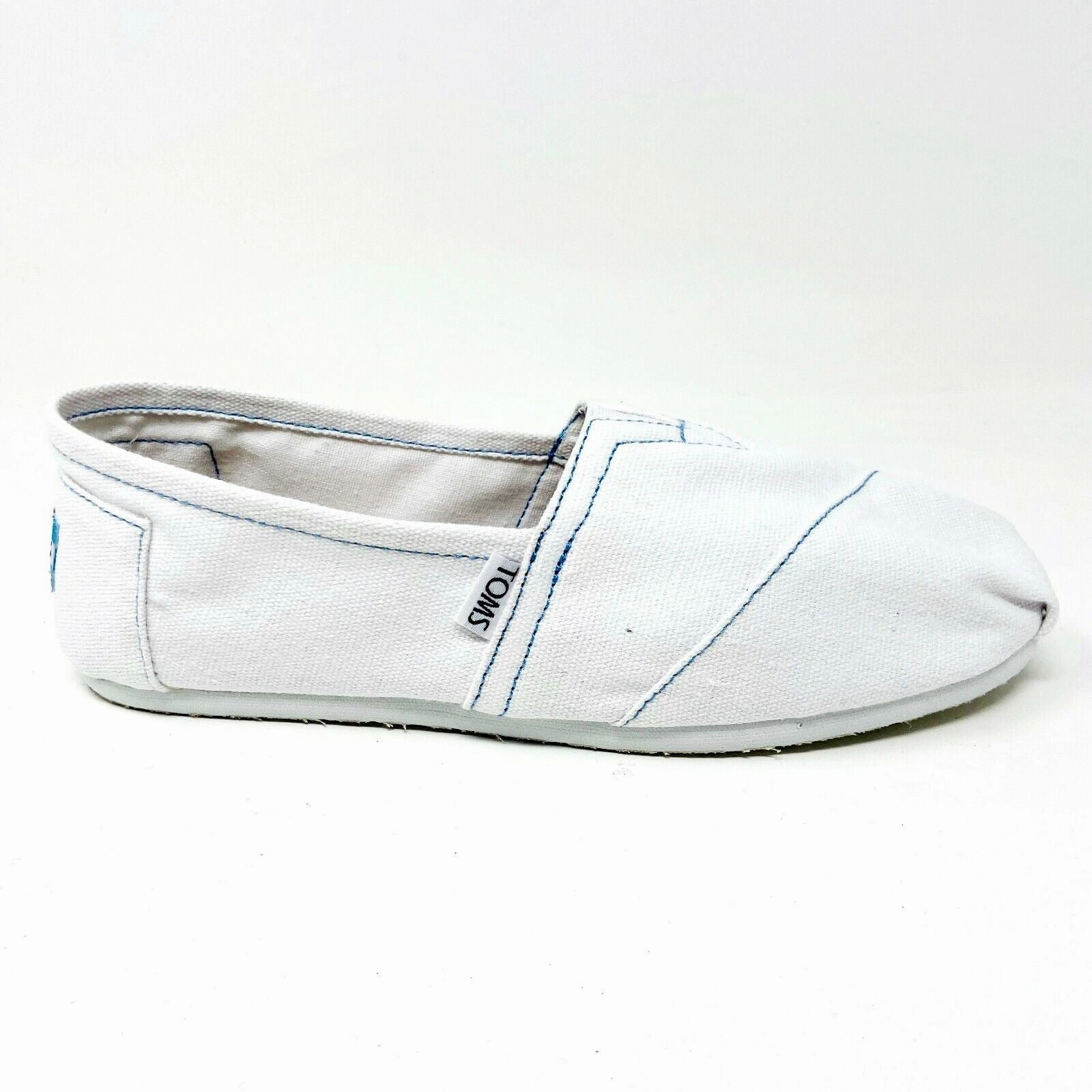Toms Classics White Womens Slip On Casual Canvas Flat Shoes Steel Toe Shoes For Flat Feet