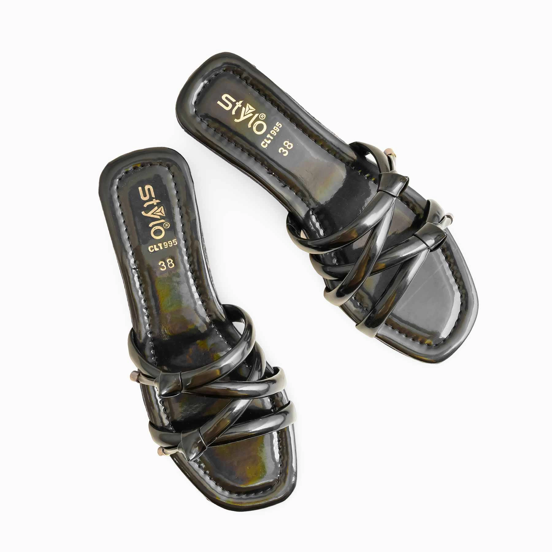 Black Casual Women Slipper CL1995 Flat Running Shoes