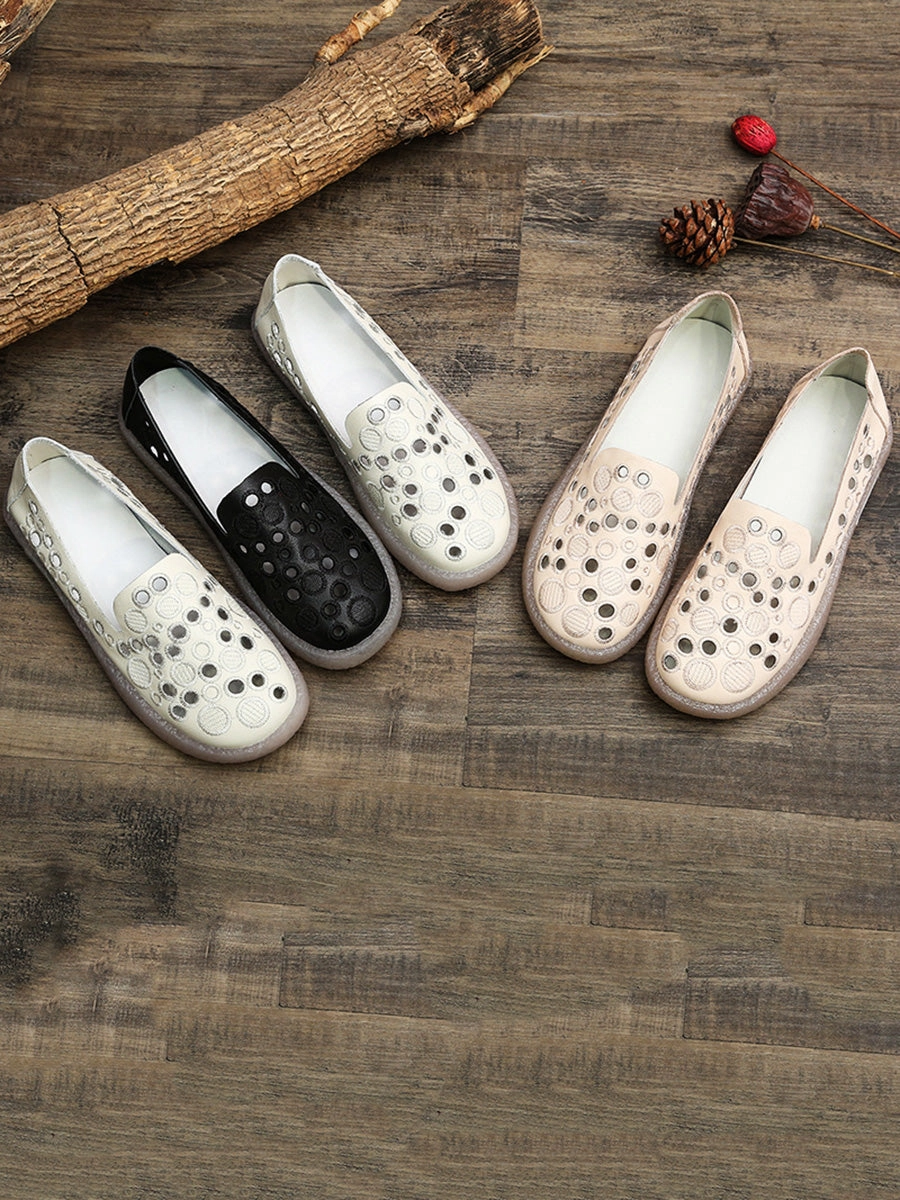 Women Summer Casual Leather Embroidery Cutout Shoes CC049 Casual Shoes To Wear With Skinny Jeans