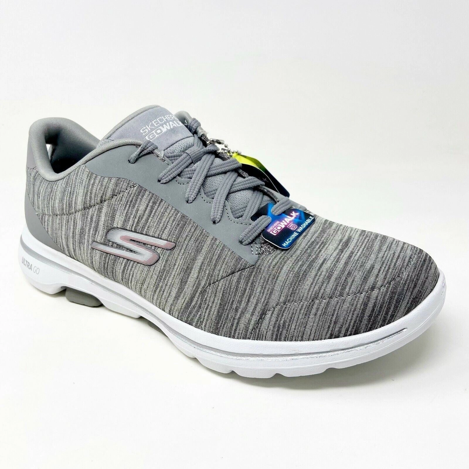 Skechers Go Walk 5 True Gray White Womens Air Cooled Casual Shoes Best Shoes For Walking On Ice