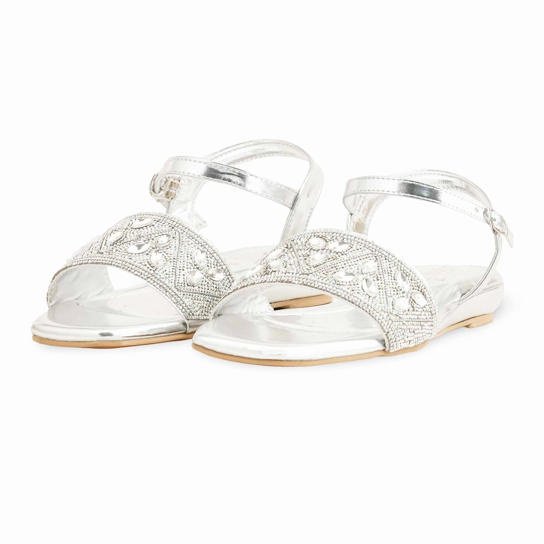 Silver Fancy Sandal For Women FN6112 Hotel Sandals Montego Bay