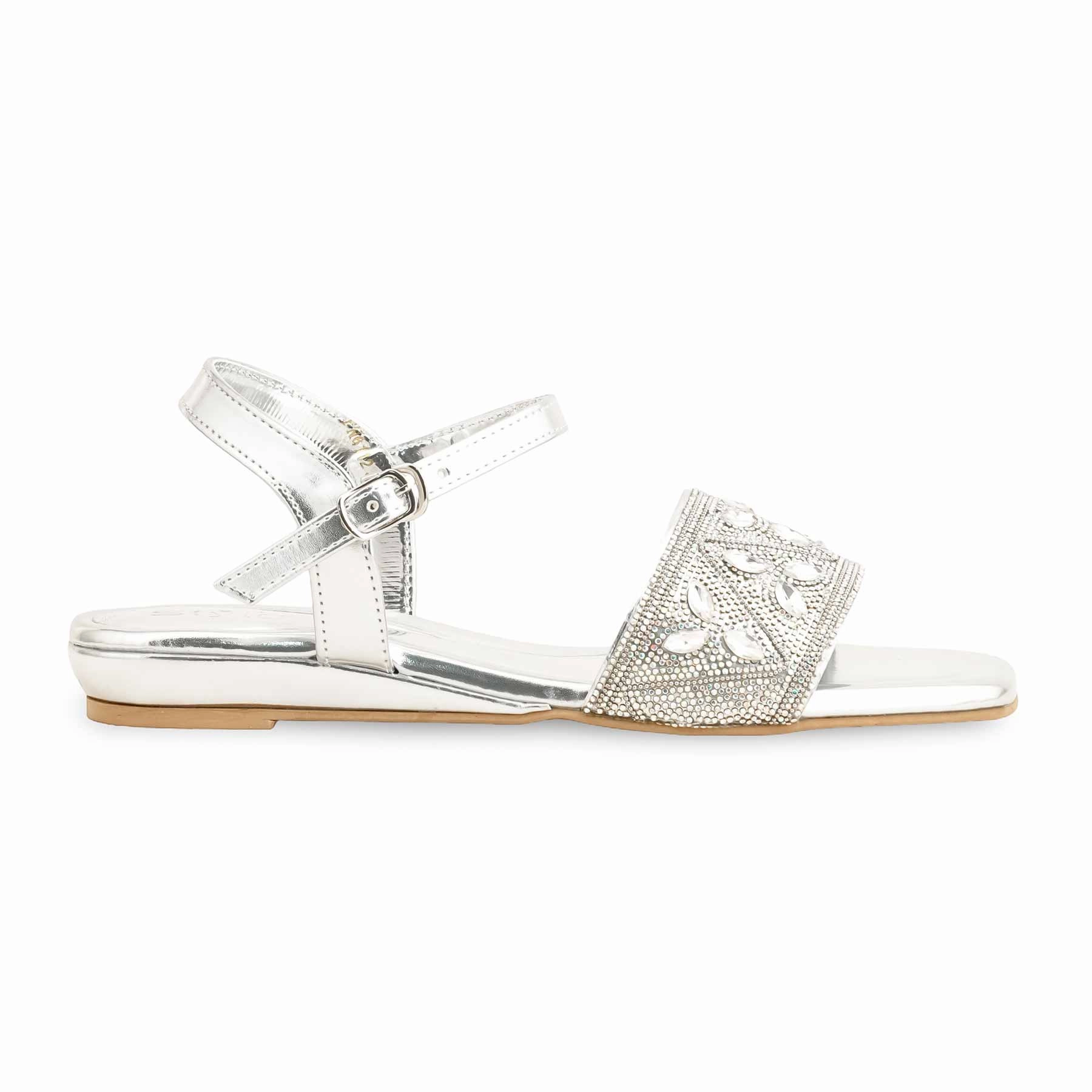 Silver Fancy Sandal For Women FN6112 Inc Sandals