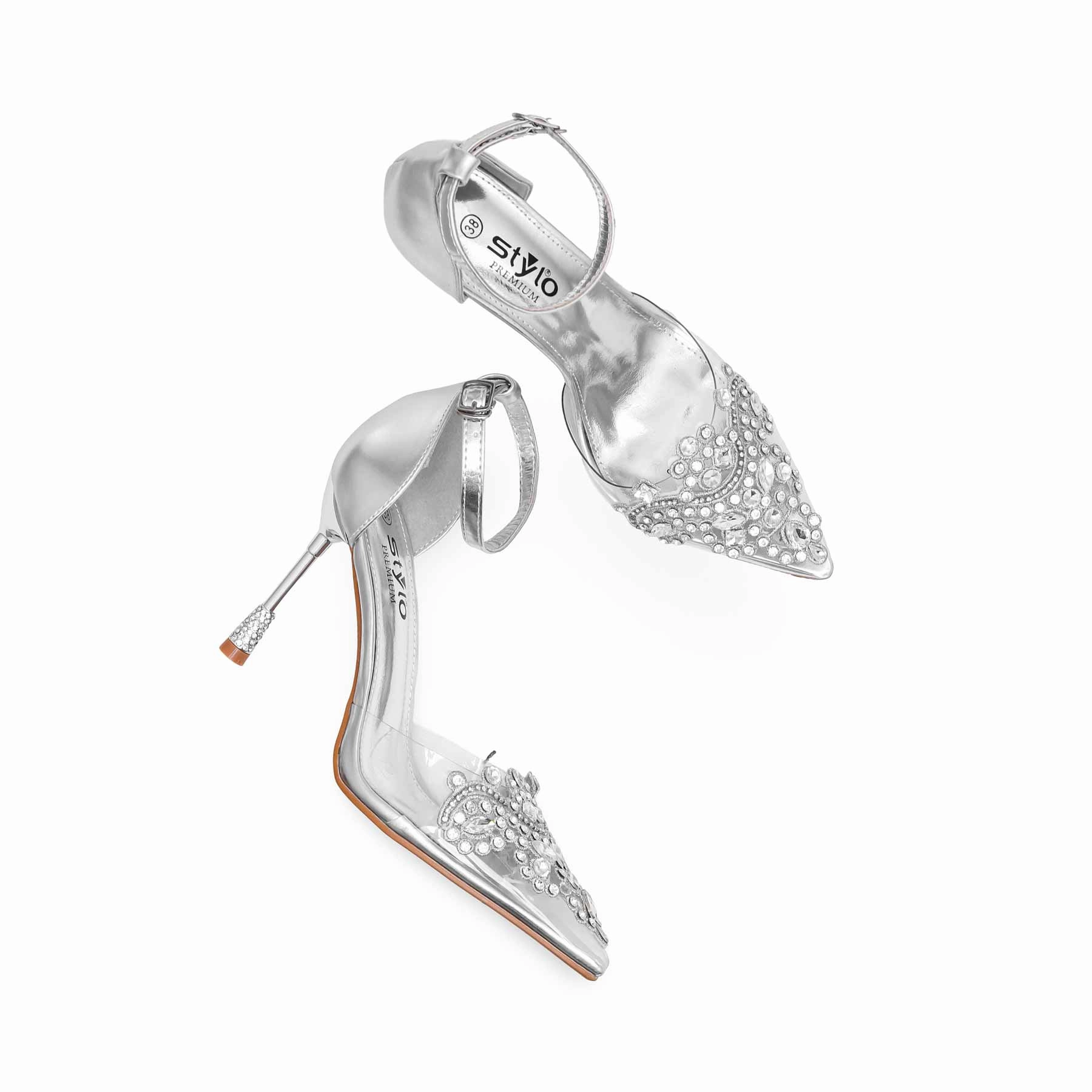 Silver Court Shoes WN7443 Pleasers High Heels