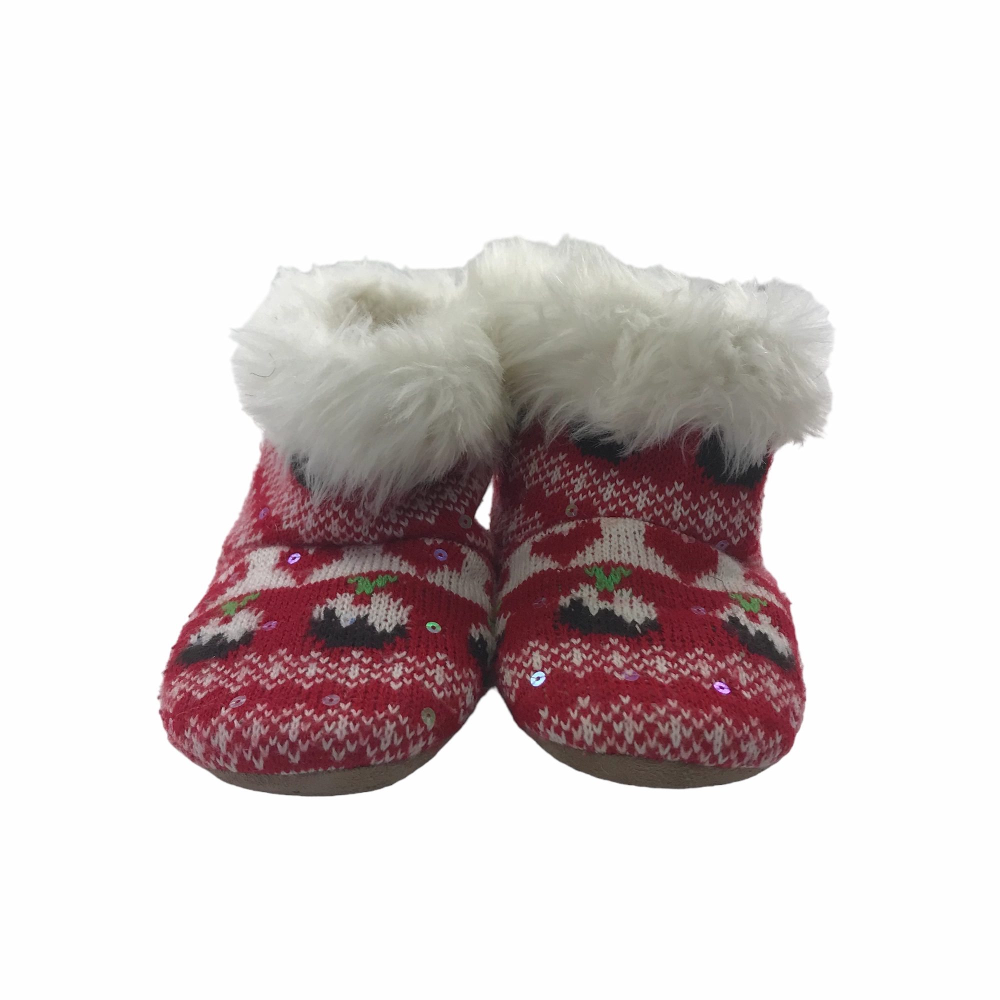 Rubber Dinky Slippers Primark Red Xmas Pattern Slippers Shoe Size 13 jr