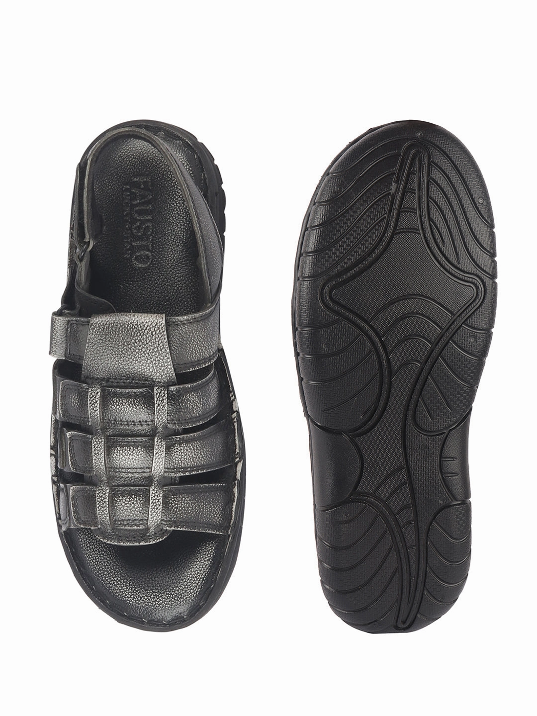 Men Black Genuine Leather Multi Strap Open Toe Broad Feet Roman Sandals with Adjustable Back Strap|All Day Comfort with Cushioned Footbed|Slip Resistant Lightweight Sole Mephisto Sandals