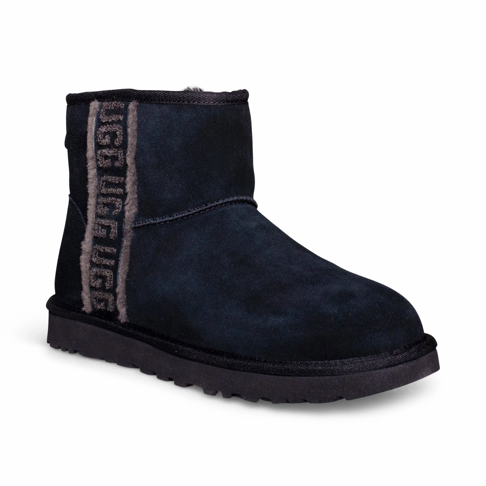 Comfortable Cowboy Boots UGG Classic Mini Shearling Logo Black Boots - Women's
