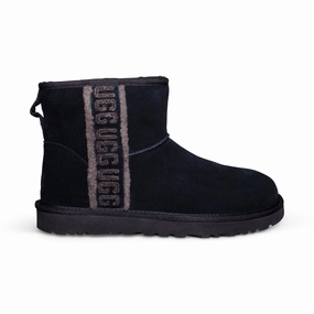 Pointed Toe Western Boots UGG Classic Mini Shearling Logo Black Boots - Women's
